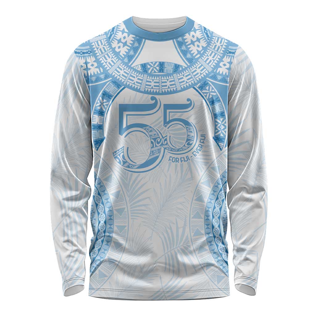 Bula Fiji Day 55th Anniversary Masi Tapa Long Sleeve Shirt Emerald Jubilee - Turquoise LT7 Unisex Turquoise - Polynesian Pride