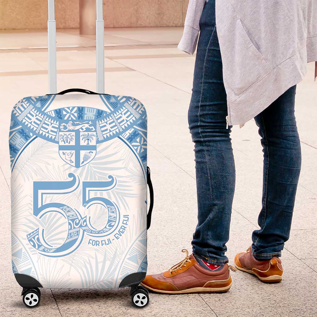 Bula Fiji Day 55th Anniversary Masi Tapa Luggage Cover Emerald Jubilee - Turquoise LT7 Turquoise - Polynesian Pride
