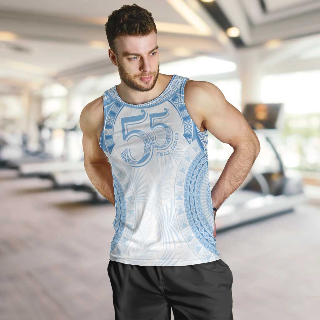 Bula Fiji Day 55th Anniversary Masi Tapa Men Tank Top Emerald Jubilee - Turquoise LT7 Turquoise - Polynesian Pride