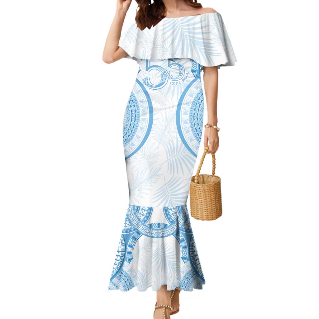 Bula Fiji Day 55th Anniversary Masi Tapa Mermaid Dress Emerald Jubilee - Turquoise LT7 Women Turquoise - Polynesian Pride