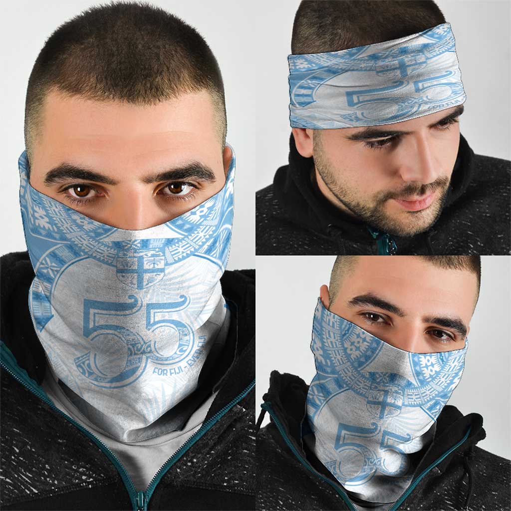Bula Fiji Day 55th Anniversary Masi Tapa Neck Gaiter Emerald Jubilee - Turquoise LT7 - Polynesian Pride