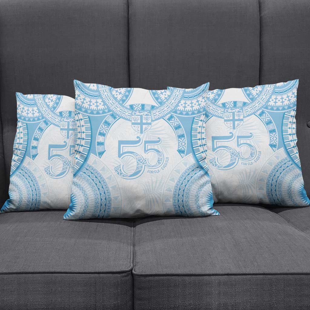 Bula Fiji Day 55th Anniversary Masi Tapa Pillow Cover Emerald Jubilee - Turquoise LT7 - Polynesian Pride