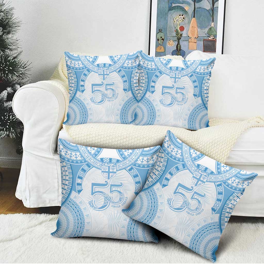 Bula Fiji Day 55th Anniversary Masi Tapa Pillow Cover Emerald Jubilee - Turquoise LT7 - Polynesian Pride