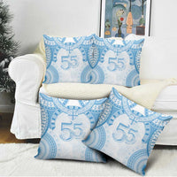 Bula Fiji Day 55th Anniversary Masi Tapa Pillow Cover Emerald Jubilee - Turquoise LT7 - Polynesian Pride