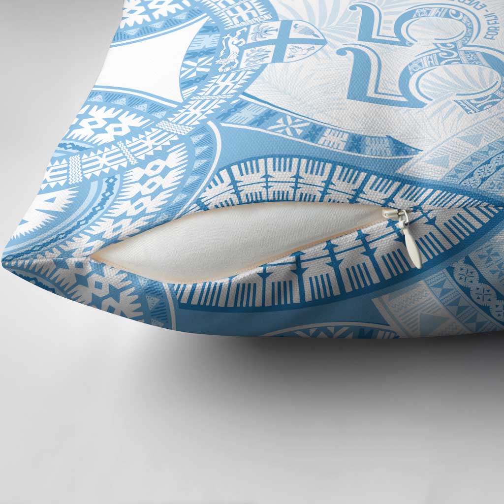 Bula Fiji Day 55th Anniversary Masi Tapa Pillow Cover Emerald Jubilee - Turquoise LT7 - Polynesian Pride