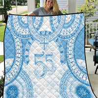 Bula Fiji Day 55th Anniversary Masi Tapa Quilt Emerald Jubilee - Turquoise LT7 Turquoise - Polynesian Pride