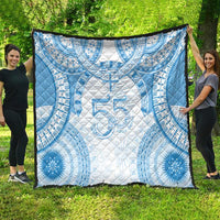Bula Fiji Day 55th Anniversary Masi Tapa Quilt Emerald Jubilee - Turquoise LT7 - Polynesian Pride