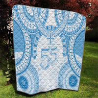 Bula Fiji Day 55th Anniversary Masi Tapa Quilt Emerald Jubilee - Turquoise LT7 - Polynesian Pride