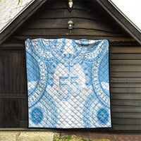 Bula Fiji Day 55th Anniversary Masi Tapa Quilt Emerald Jubilee - Turquoise LT7 - Polynesian Pride