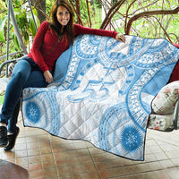 Bula Fiji Day 55th Anniversary Masi Tapa Quilt Emerald Jubilee - Turquoise LT7 - Polynesian Pride