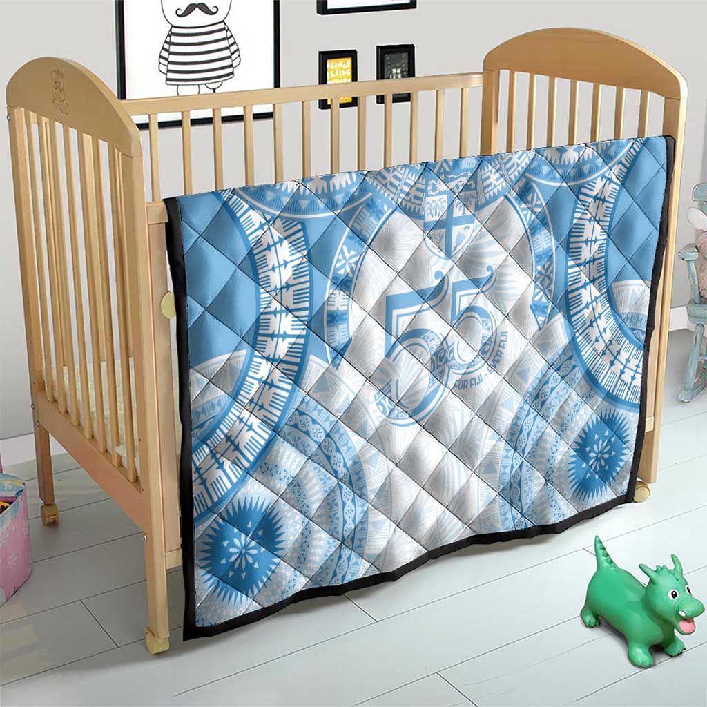 Bula Fiji Day 55th Anniversary Masi Tapa Quilt Emerald Jubilee - Turquoise LT7 - Polynesian Pride