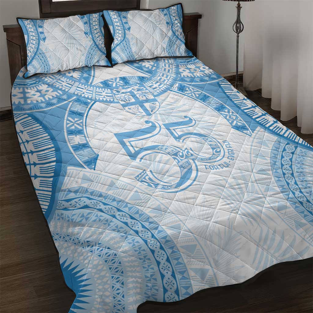 Bula Fiji Day 55th Anniversary Masi Tapa Quilt Bed Set Emerald Jubilee - Turquoise LT7 Turquoise - Polynesian Pride