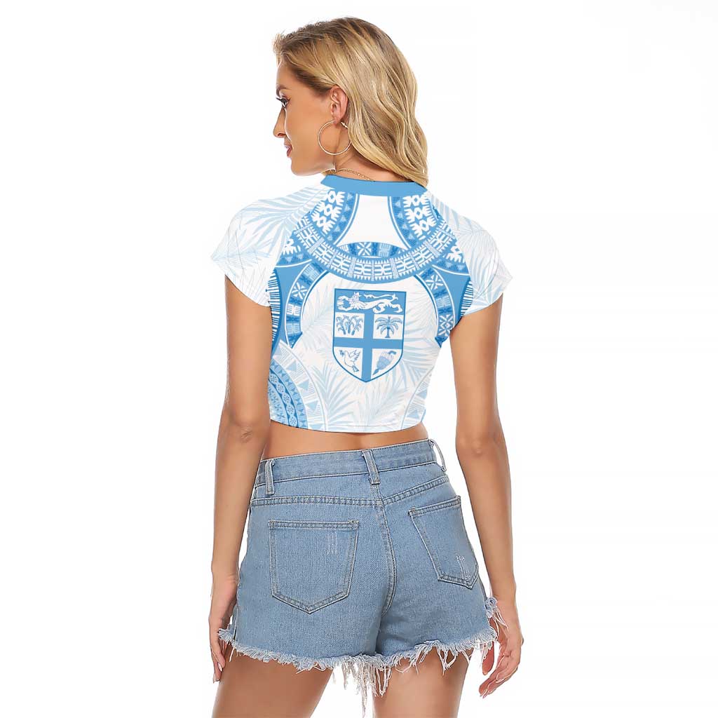 Bula Fiji Day 55th Anniversary Masi Tapa Raglan Cropped T Shirt Emerald Jubilee - Turquoise LT7 - Polynesian Pride