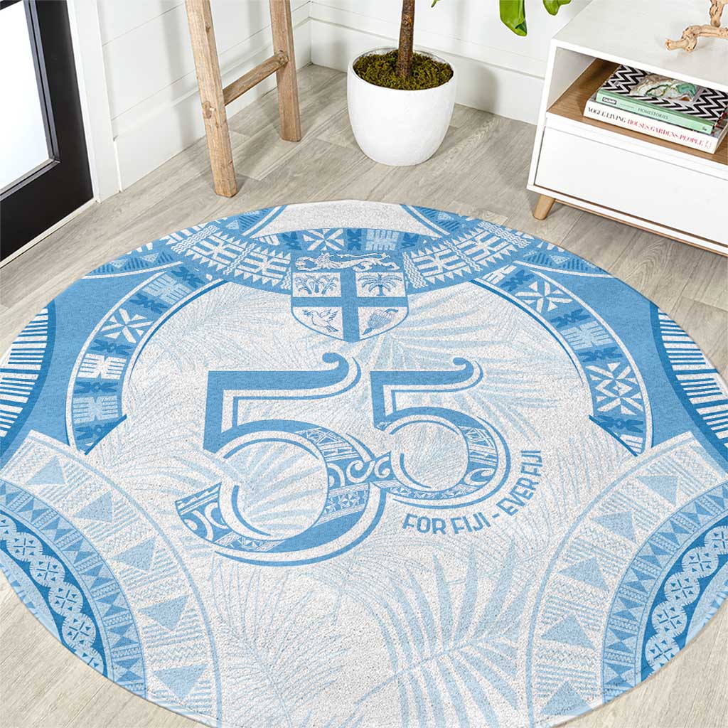 Bula Fiji Day 55th Anniversary Masi Tapa Round Carpet Emerald Jubilee - Turquoise LT7 Turquoise - Polynesian Pride