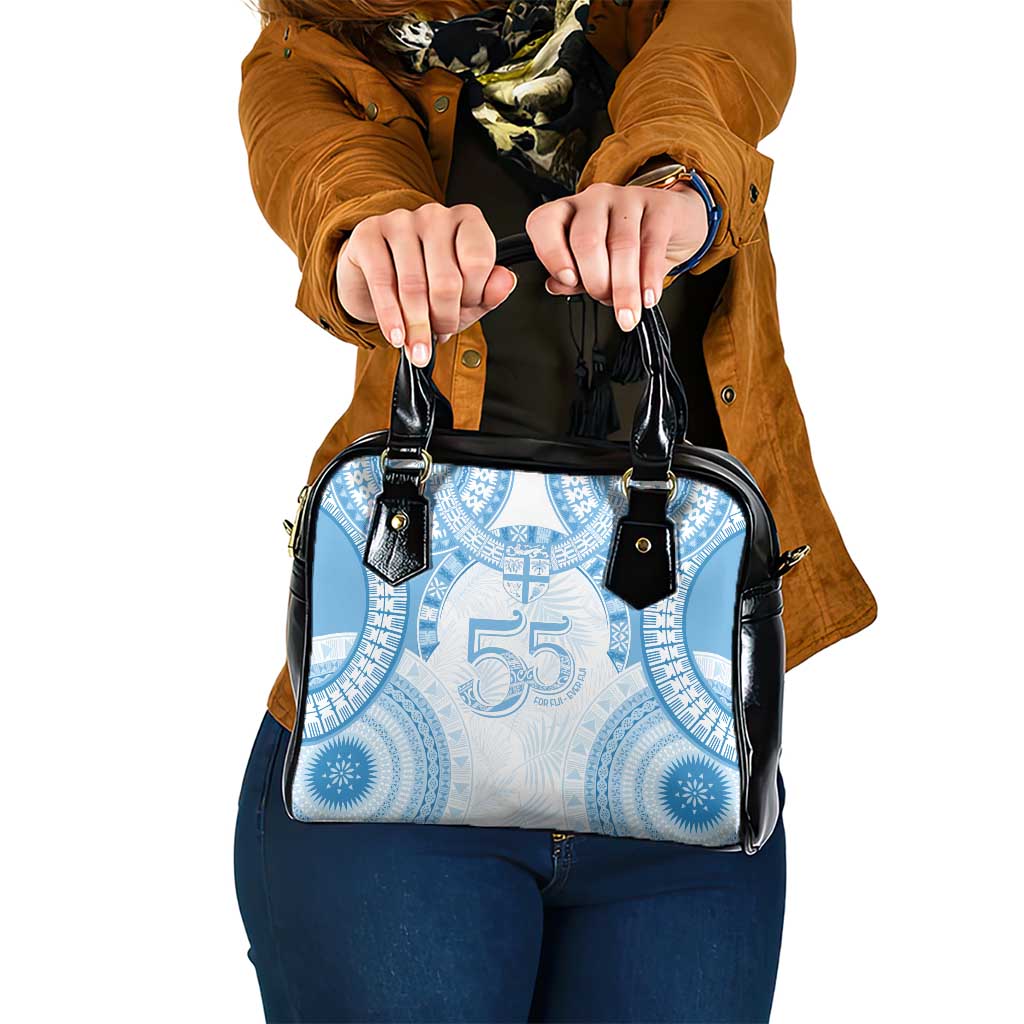 Bula Fiji Day 55th Anniversary Masi Tapa Shoulder Handbag Emerald Jubilee - Turquoise LT7 One Size Turquoise - Polynesian Pride