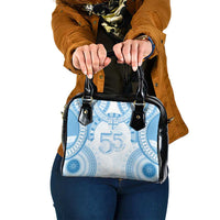 Bula Fiji Day 55th Anniversary Masi Tapa Shoulder Handbag Emerald Jubilee - Turquoise LT7 One Size Turquoise - Polynesian Pride