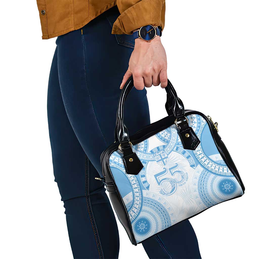 Bula Fiji Day 55th Anniversary Masi Tapa Shoulder Handbag Emerald Jubilee - Turquoise LT7 - Polynesian Pride