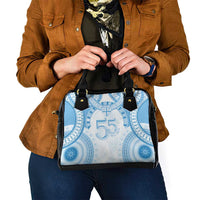 Bula Fiji Day 55th Anniversary Masi Tapa Shoulder Handbag Emerald Jubilee - Turquoise LT7 - Polynesian Pride