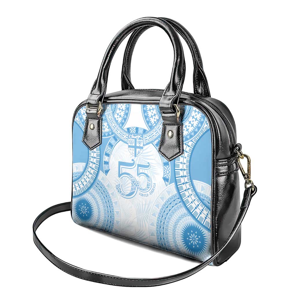 Bula Fiji Day 55th Anniversary Masi Tapa Shoulder Handbag Emerald Jubilee - Turquoise LT7 - Polynesian Pride
