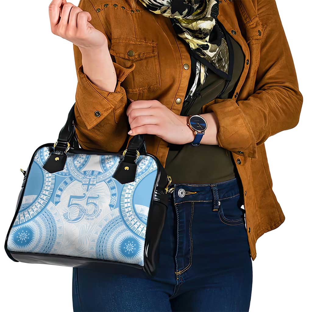 Bula Fiji Day 55th Anniversary Masi Tapa Shoulder Handbag Emerald Jubilee - Turquoise LT7 - Polynesian Pride