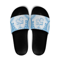 Bula Fiji Day 55th Anniversary Masi Tapa Slide Sandals Emerald Jubilee - Turquoise LT7 Turquoise - Polynesian Pride