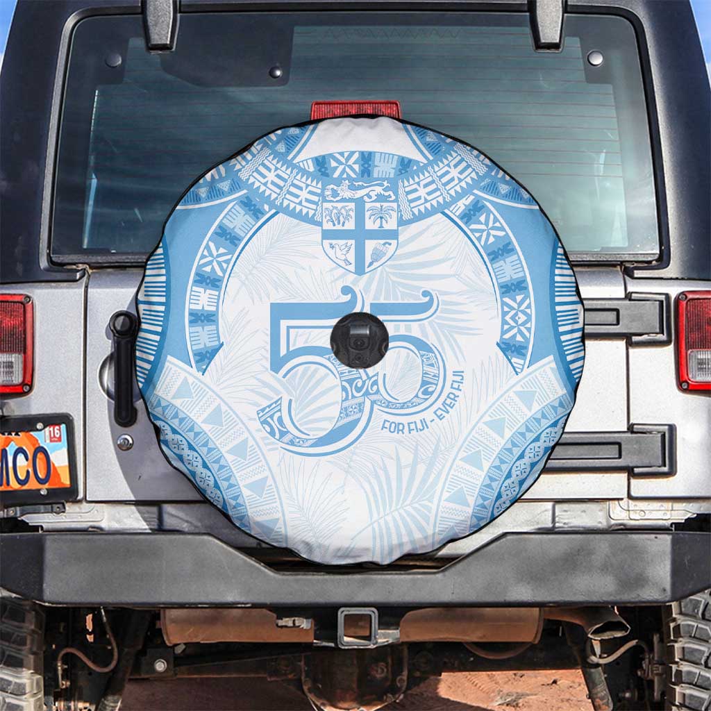 Bula Fiji Day 55th Anniversary Masi Tapa Spare Tire Cover Emerald Jubilee - Turquoise LT7 Turquoise - Polynesian Pride