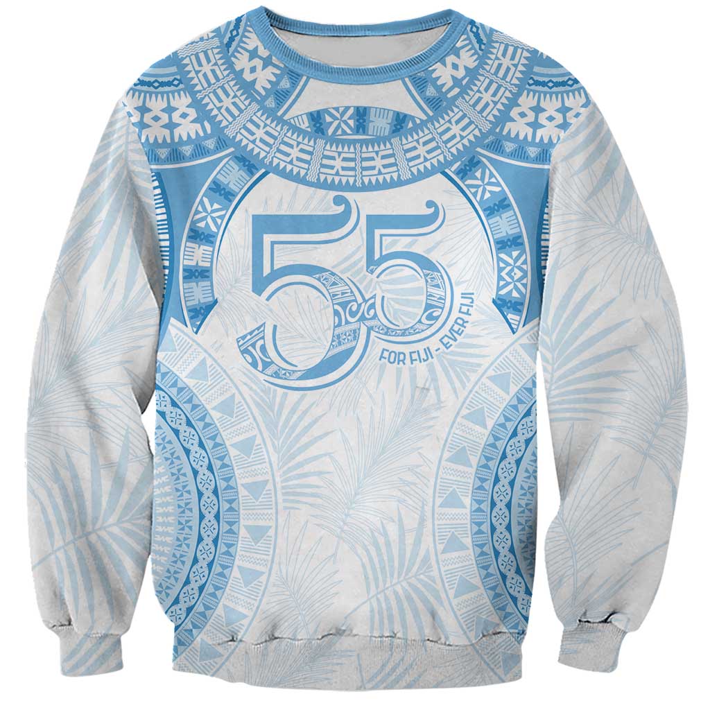 Bula Fiji Day 55th Anniversary Masi Tapa Sweatshirt Emerald Jubilee - Turquoise LT7 Unisex Turquoise - Polynesian Pride