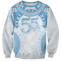 Bula Fiji Day 55th Anniversary Masi Tapa Sweatshirt Emerald Jubilee - Turquoise LT7 Unisex Turquoise - Polynesian Pride