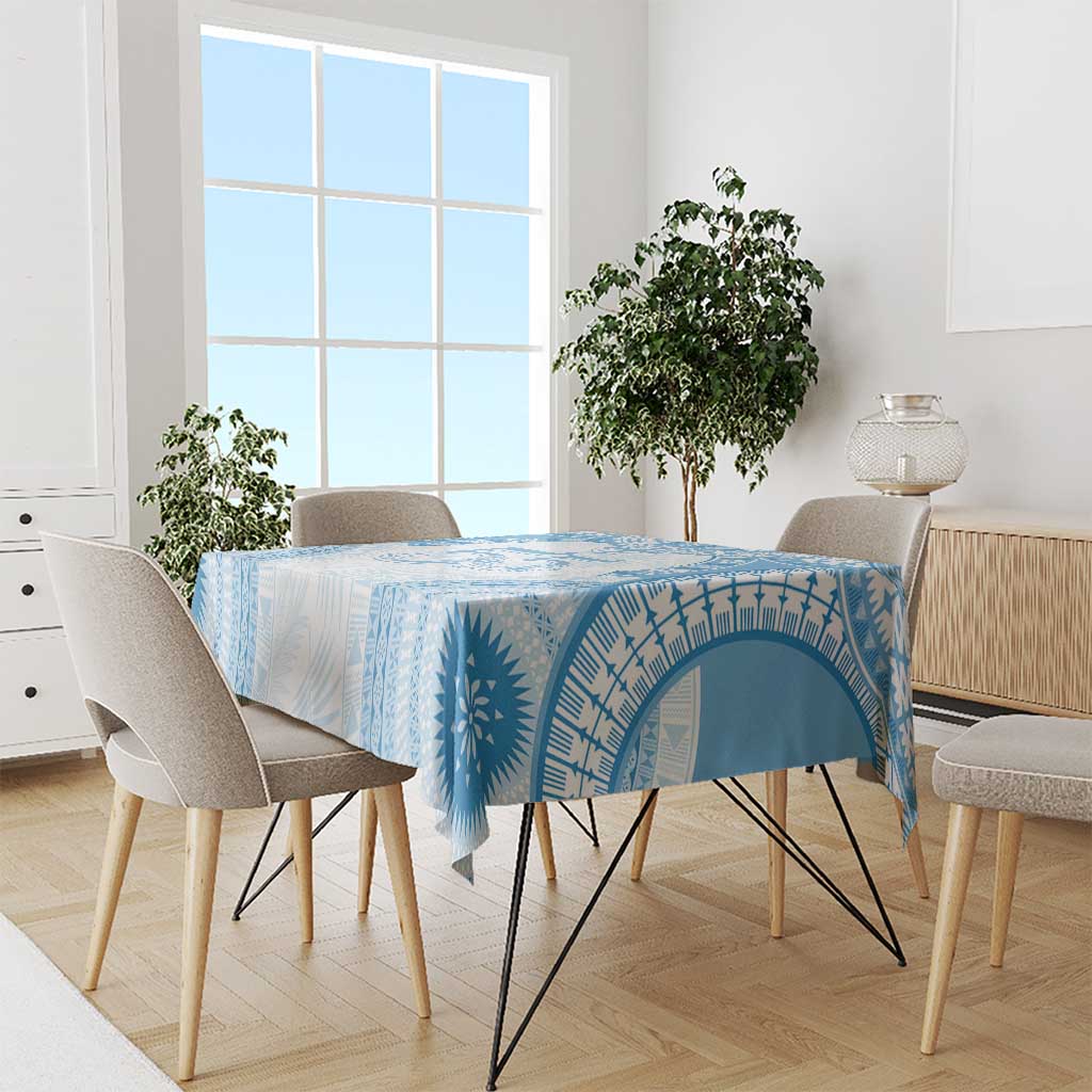 Bula Fiji Day 55th Anniversary Masi Tapa Tablecloth Emerald Jubilee - Turquoise LT7 - Polynesian Pride