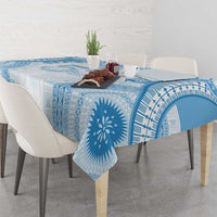 Bula Fiji Day 55th Anniversary Masi Tapa Tablecloth Emerald Jubilee - Turquoise LT7 - Polynesian Pride