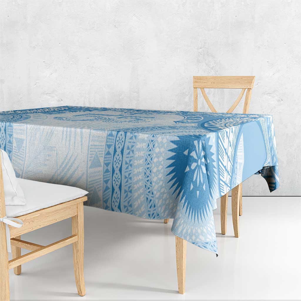 Bula Fiji Day 55th Anniversary Masi Tapa Tablecloth Emerald Jubilee - Turquoise LT7 - Polynesian Pride