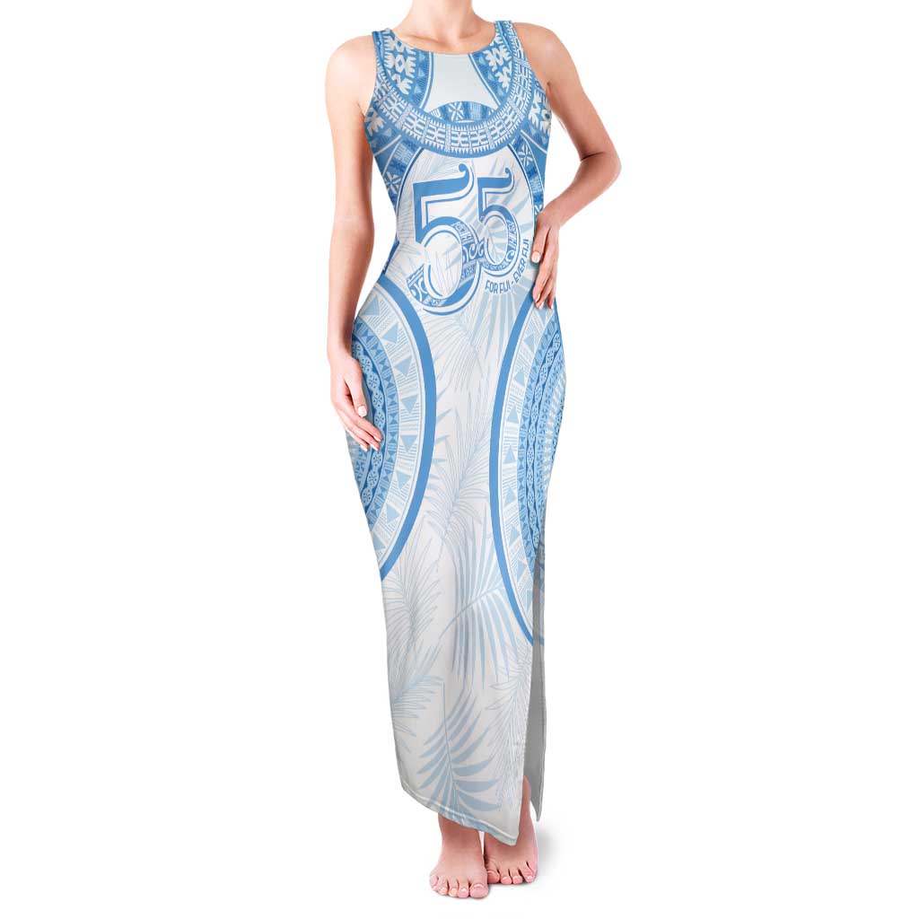 Bula Fiji Day 55th Anniversary Masi Tapa Tank Maxi Dress Emerald Jubilee - Turquoise LT7 Women Turquoise - Polynesian Pride