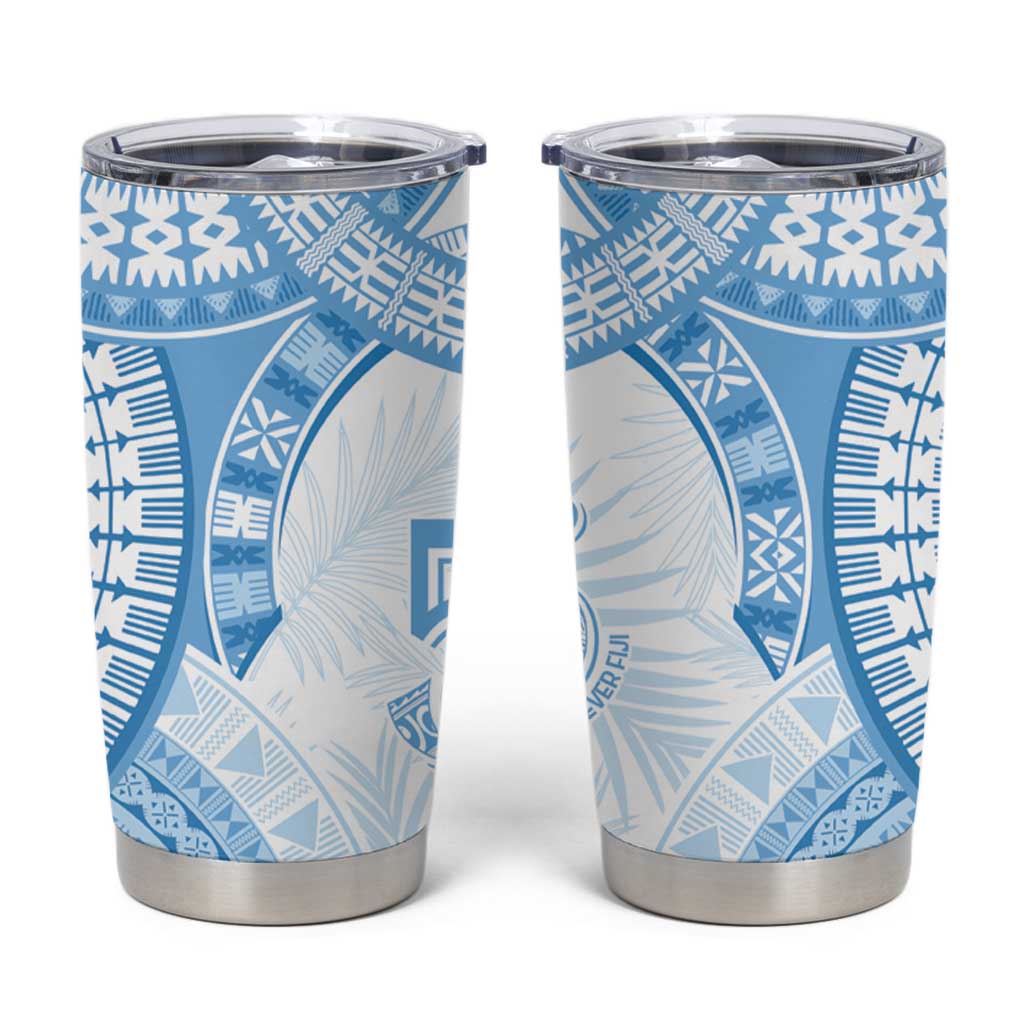 Bula Fiji Day 55th Anniversary Masi Tapa Tumbler Cup Emerald Jubilee - Turquoise LT7 Turquoise - Polynesian Pride