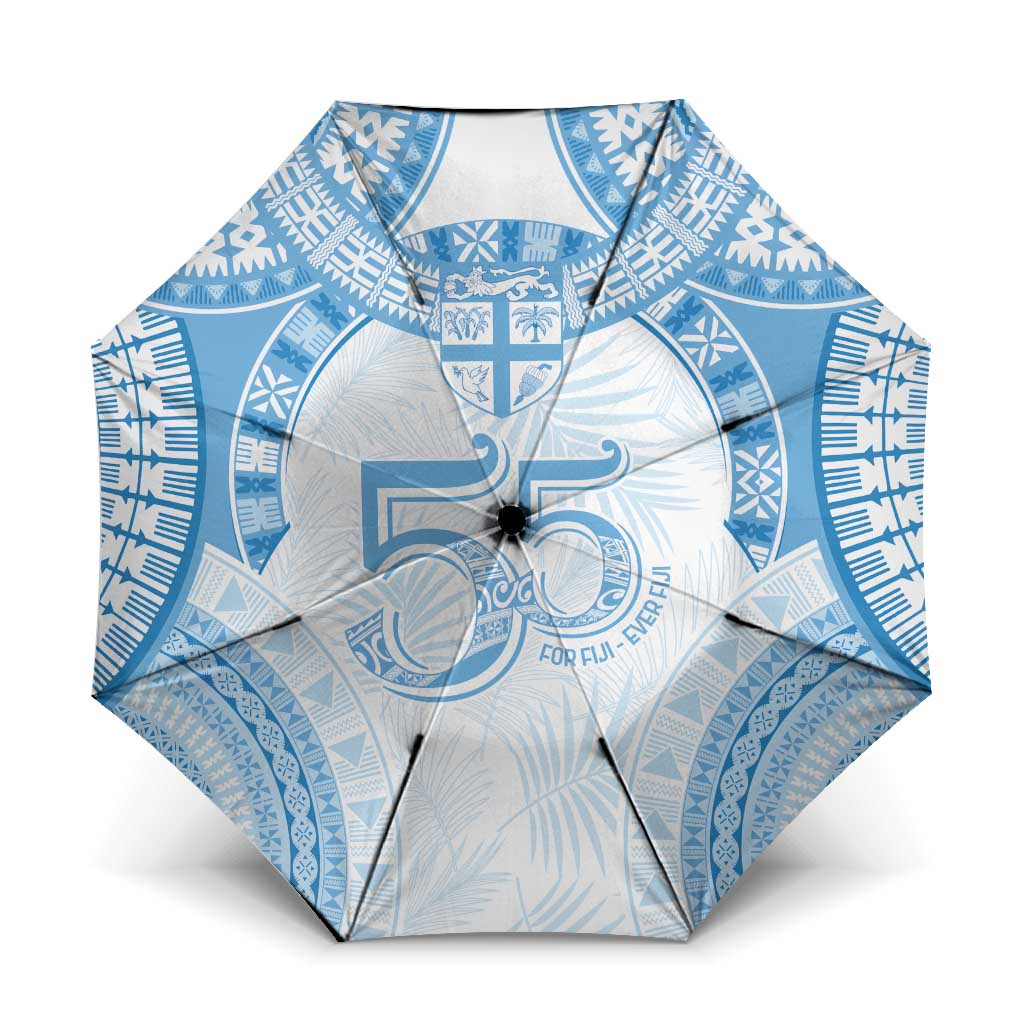 Bula Fiji Day 55th Anniversary Masi Tapa Umbrella Emerald Jubilee - Turquoise LT7 One Size Folded 11.42 inch Opened Diameter 37.4 inch Turquoise - Polynesian Pride