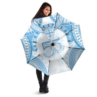 Bula Fiji Day 55th Anniversary Masi Tapa Umbrella Emerald Jubilee - Turquoise LT7 - Polynesian Pride