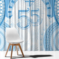 Bula Fiji Day 55th Anniversary Masi Tapa Window Curtain Emerald Jubilee - Turquoise LT7 - Polynesian Pride