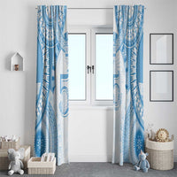 Bula Fiji Day 55th Anniversary Masi Tapa Window Curtain Emerald Jubilee - Turquoise LT7 - Polynesian Pride