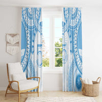 Bula Fiji Day 55th Anniversary Masi Tapa Window Curtain Emerald Jubilee - Turquoise LT7 - Polynesian Pride