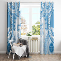 Bula Fiji Day 55th Anniversary Masi Tapa Window Curtain Emerald Jubilee - Turquoise LT7 - Polynesian Pride