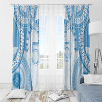 Bula Fiji Day 55th Anniversary Masi Tapa Window Curtain Emerald Jubilee - Turquoise LT7 - Polynesian Pride