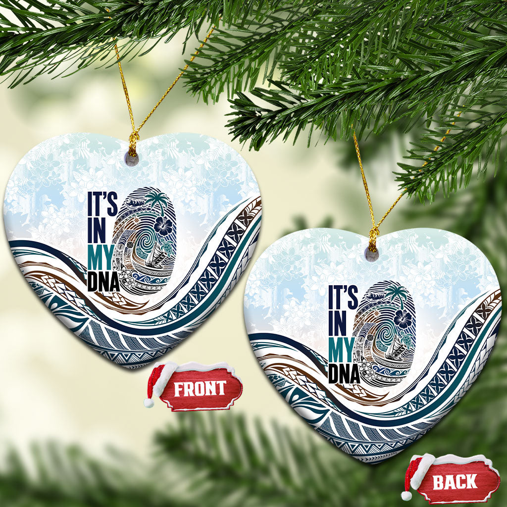 Pasifika It's In My DNA Ceramic Ornament Islands Pride LT7 Heart White - Polynesian Pride