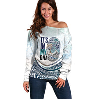 Pasifika It's In My DNA Off Shoulder Sweater Islands Pride LT7 Women White - Polynesian Pride