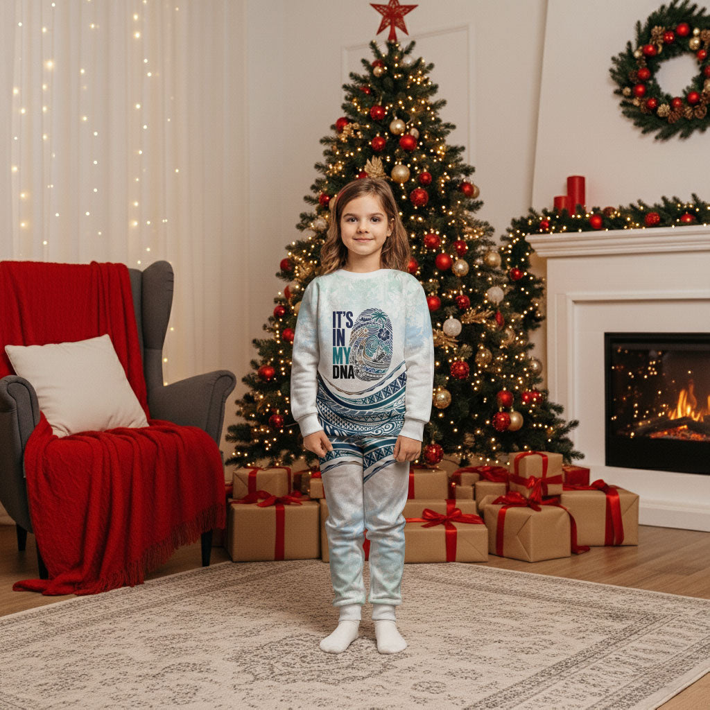 Pasifika It's In My DNA Christmas Pajama Set Islands Pride LT7 Kid White - Polynesian Pride