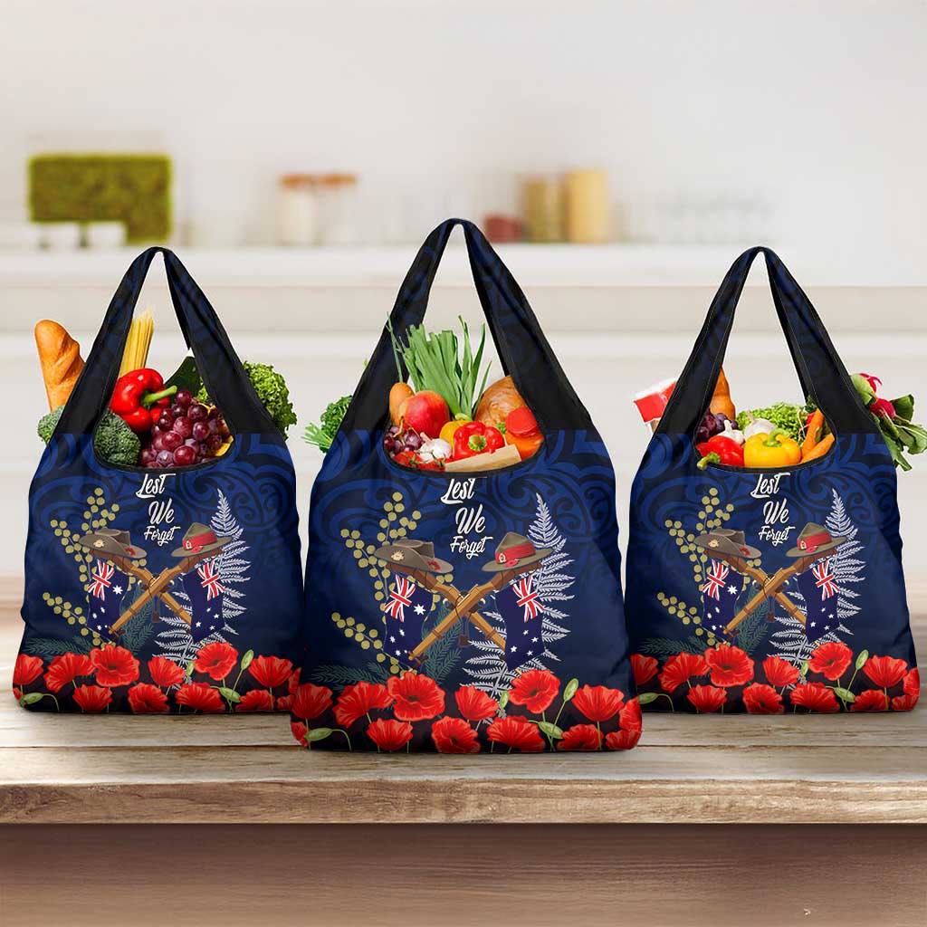 Anzac Day Aussie Mix Maori In Memories Grocery Bag LT7 3-pack One Size Blue - Polynesian Pride