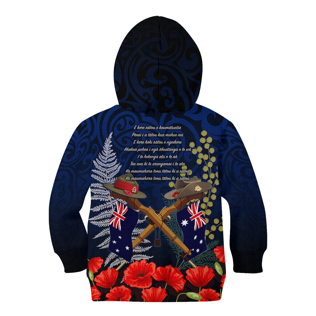 Anzac Day Aussie Mix Maori In Memories Kid Hoodie LT7 - Polynesian Pride
