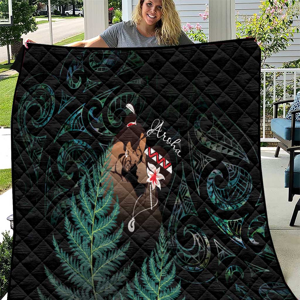 Maori Hongi Valentine Quilt Aroha Ahau Ki A Koe LT7 Emerald - Polynesian Pride
