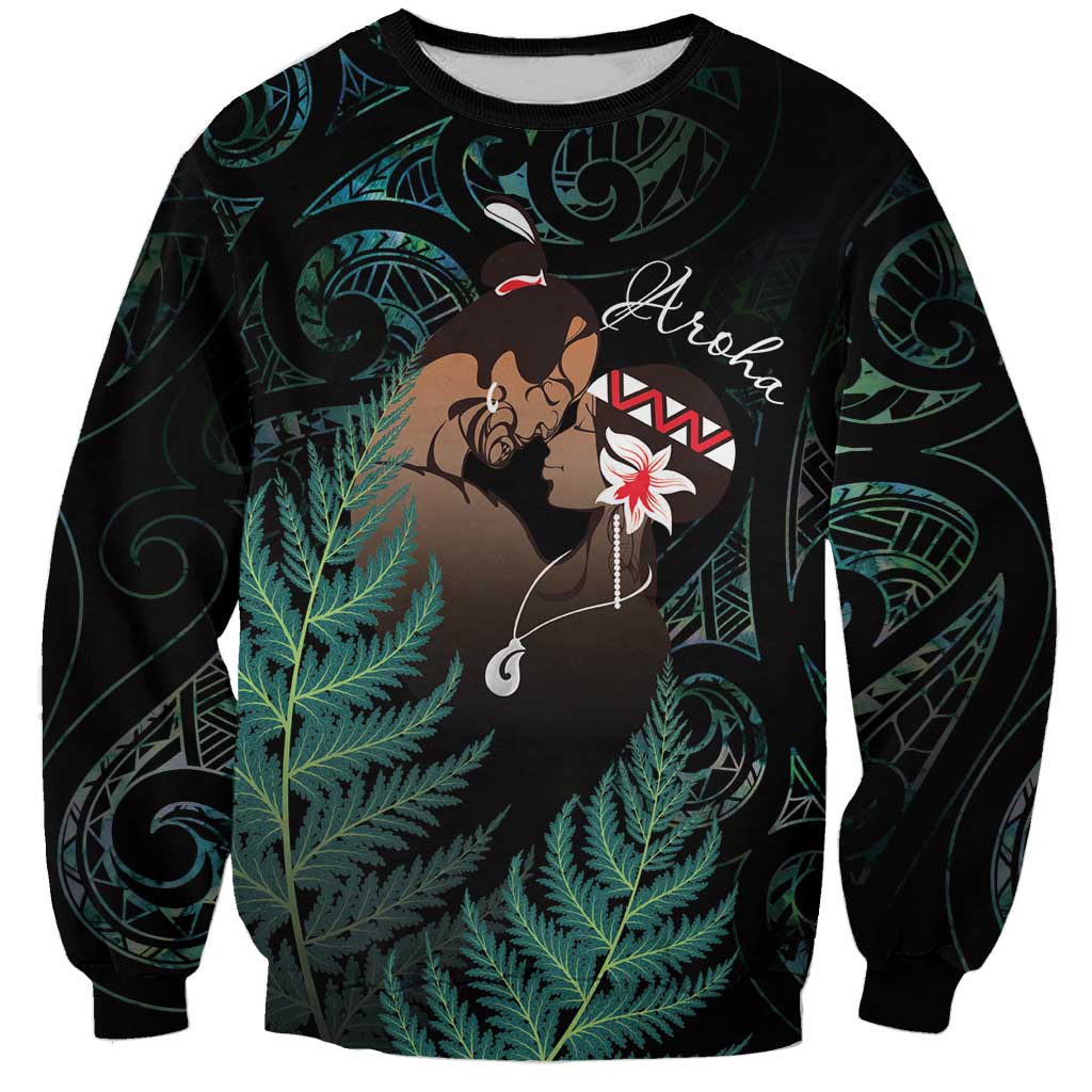 Maori Hongi Valentine Sweatshirt Aroha Ahau Ki A Koe LT7 Unisex Emerald - Polynesian Pride