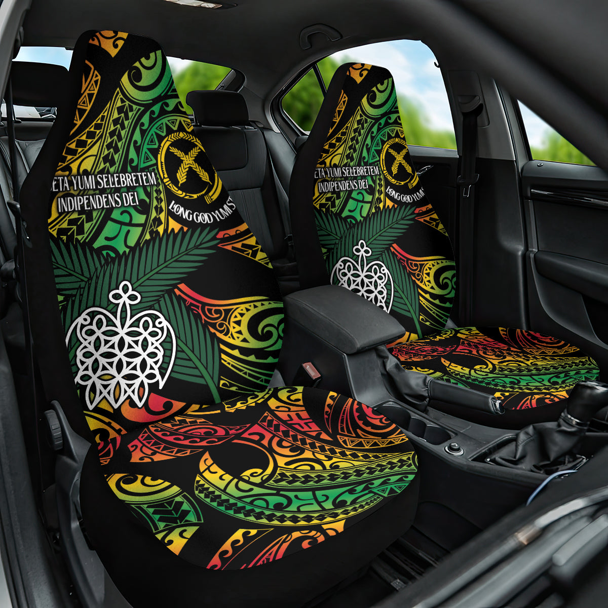 Vanuatu Indipendens Dei Car Seat Cover Mix Traditional Sand Drawing LT7 One Size Colorful - Polynesian Pride
