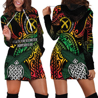 Vanuatu Indipendens Dei Hoodie Dress Mix Traditional Sand Drawing LT7 - Polynesian Pride