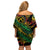 Vanuatu Indipendens Dei Off Shoulder Short Dress Mix Traditional Sand Drawing